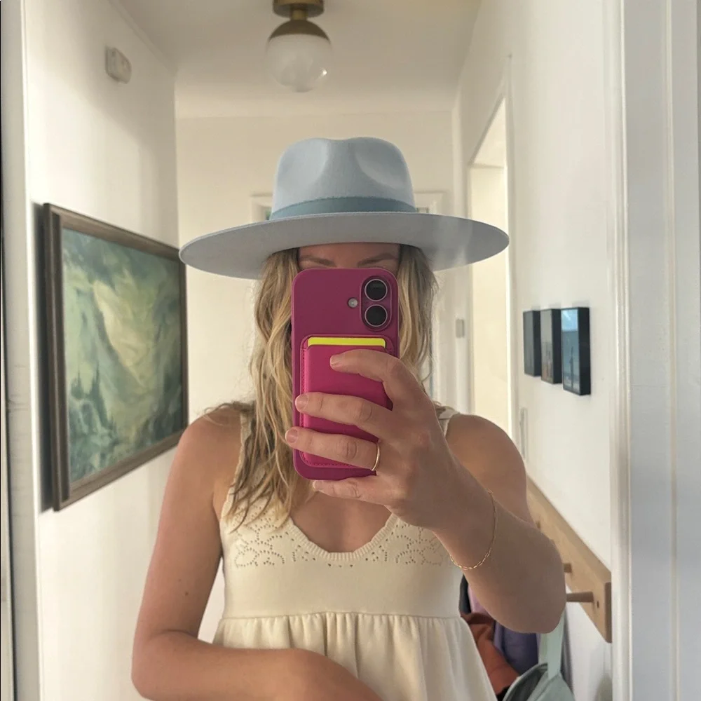 Wyeth Light Blue Wide Brim Hat with Bow - Picture 11 of 11